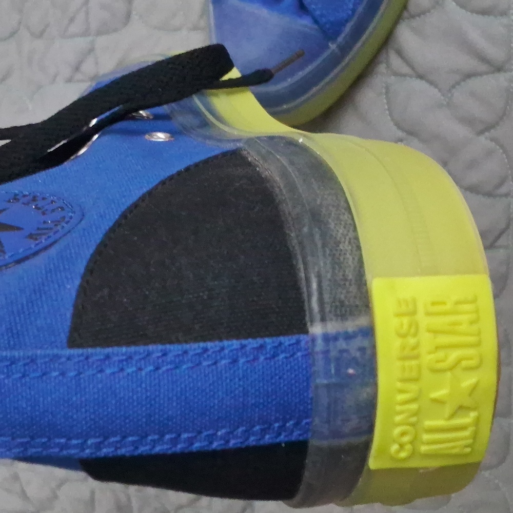Converse Blue and Neon High-Top Sneakers - Picture 3 of 9